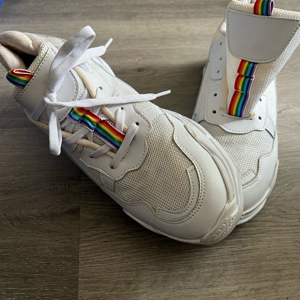 White and rainbow chunky sneakers